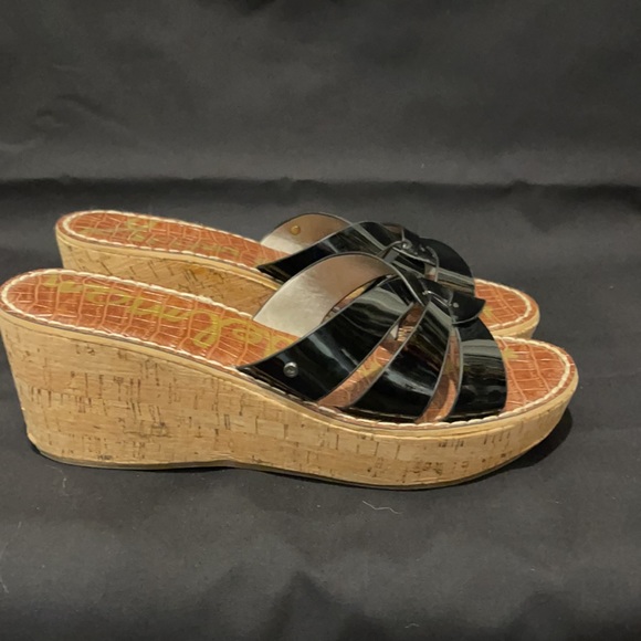 Sam Edelman cork wedge black patent Excellent Condition - Picture 2 of 4